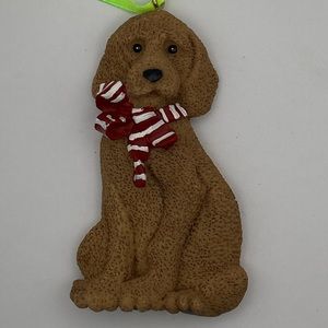 Kurt Adler Christmas Ornament - Adorable Dog with Candy Cane Bow